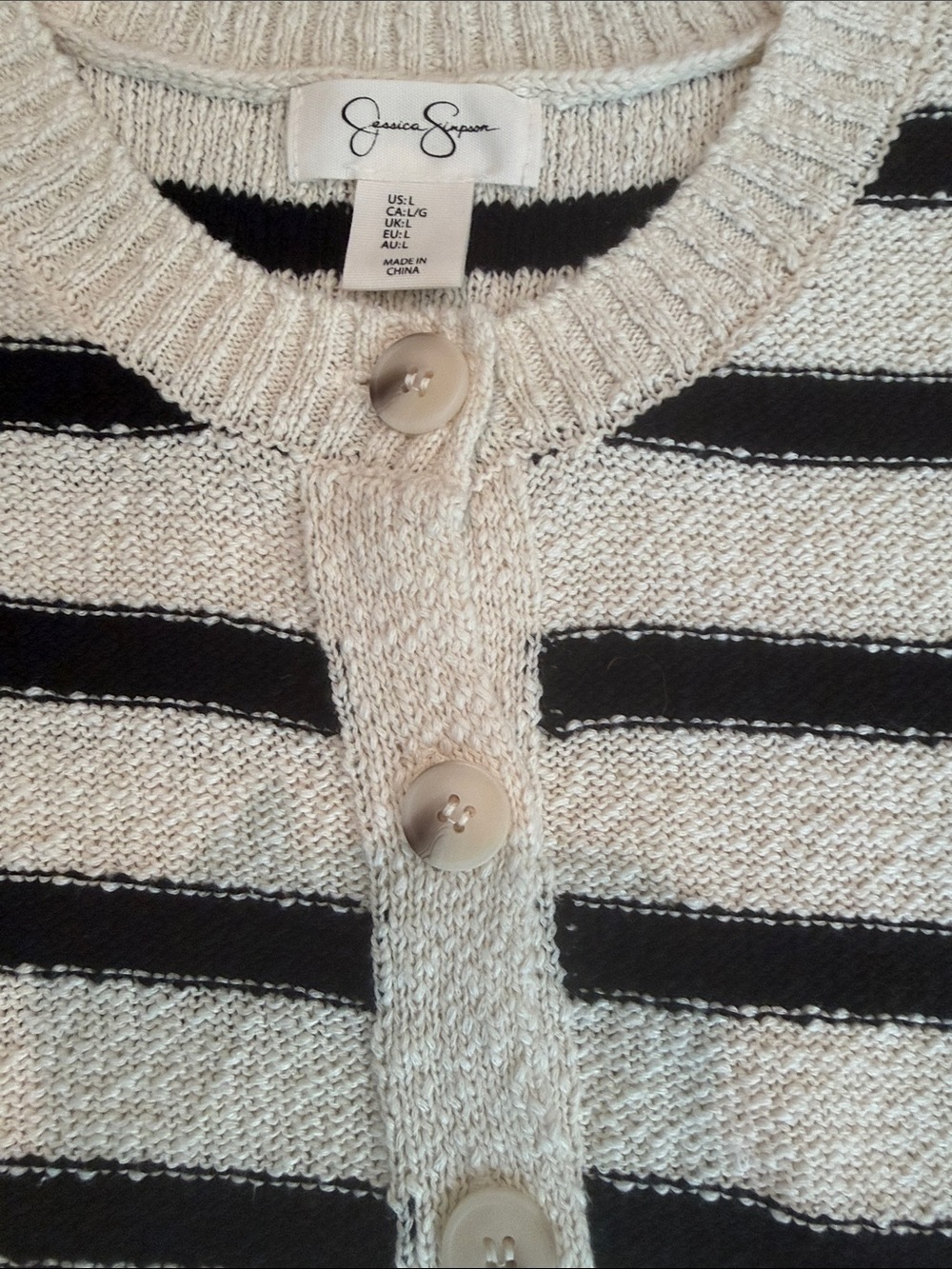 Jessica Simpson Striped Cream & Black Button-Front Sweater Vest - Picture 3 of 3